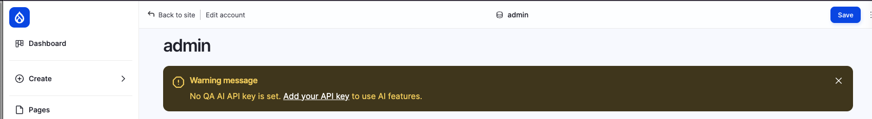 Missing QA API key warning