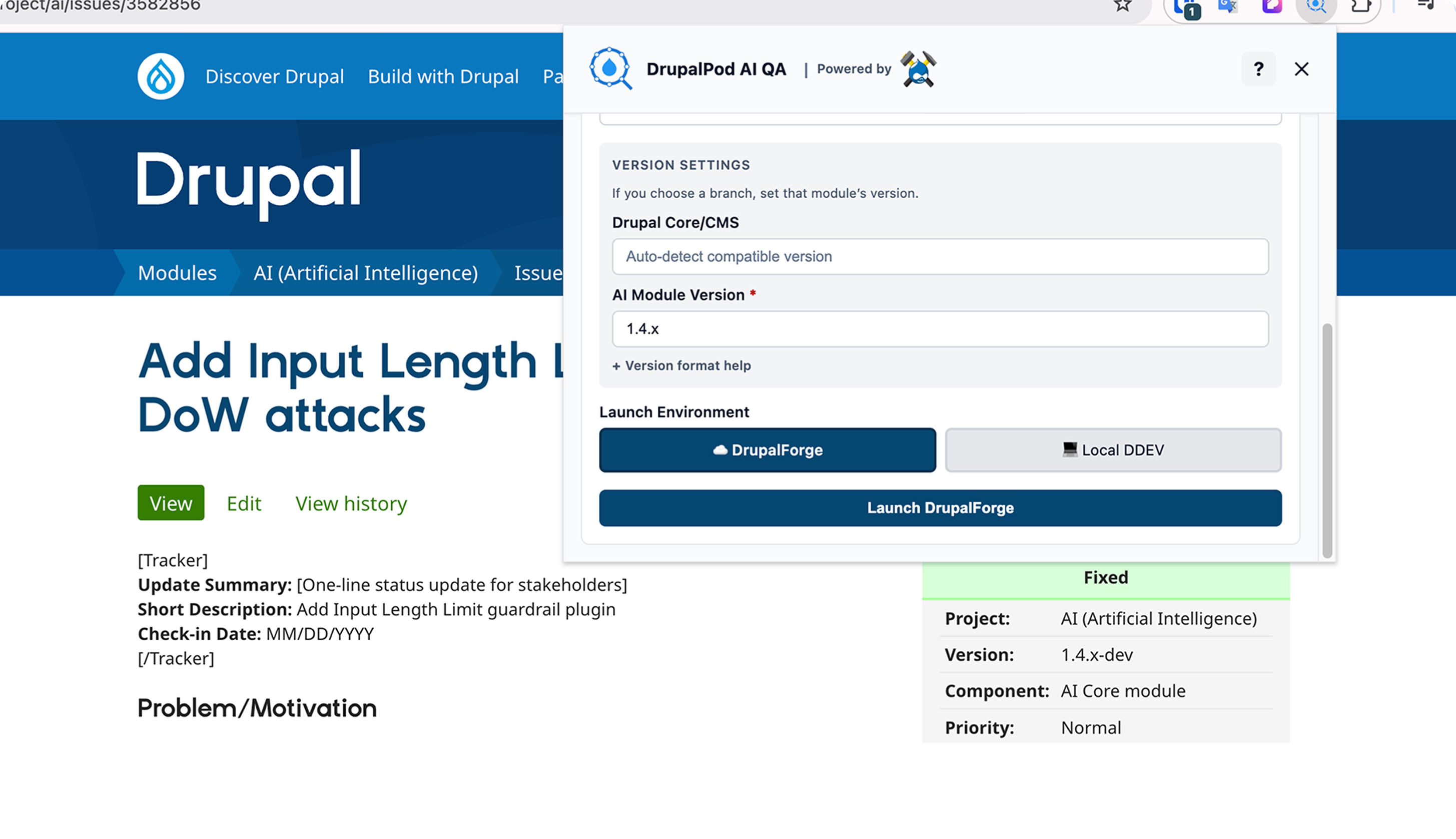 Extension version settings and launch options